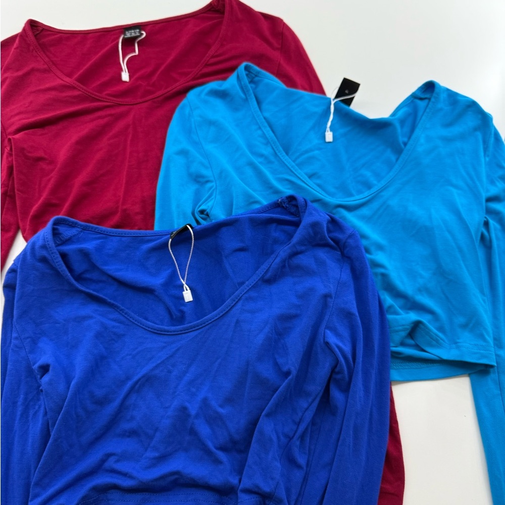 Kiss Red and Blue Crop Bodysuit Blouses